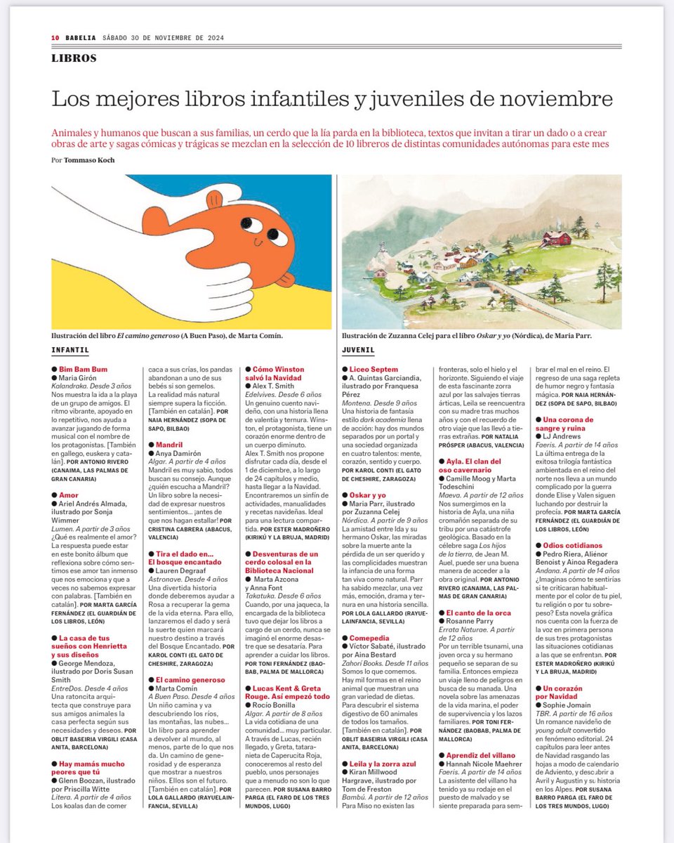 Nordica_Libros's tweet photo. Nos ha dado una gran alegría leer que «Oskar y yo», de la genial escritora noruega Maria Parr, es uno de los Mejores libros juveniles del mes de noviembre de @babelia_elpais .
Gracias a Lola Gallardo de @Rayuelainfancia
#mariaparr
#noruega
#lij
#literaturajuvenil https://t.co/Uwo2h2yXhW