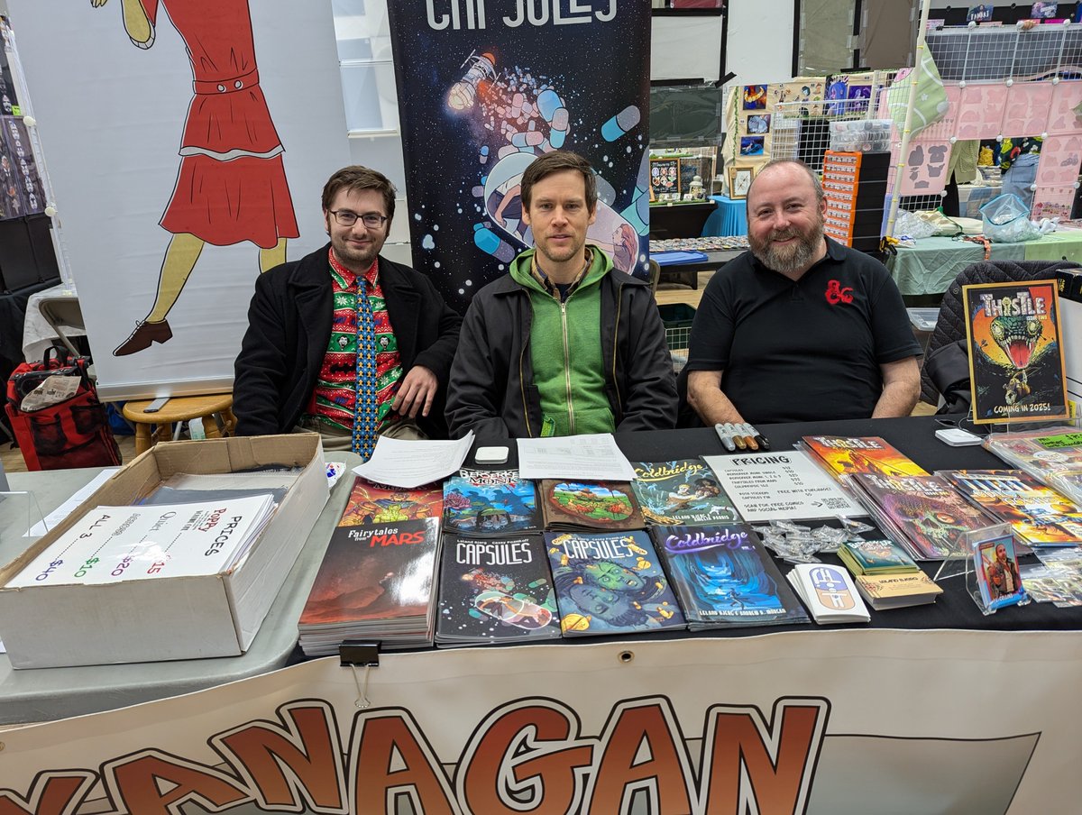 J.L. Collins - INACTIVE (@digital_collins) on Twitter photo Three happy comic geeks <a href="/kelownacomicon/">Kelowna ComiCon</a> Yule Market today only.
Join us for our #makingcomics Workshop and bring your comic book idea to life!
L. to R.
<a href="/Magooster14/">Matthew Senn</a>, <a href="/BjergLeland/">Leland Bjerg</a>, and <a href="/digital_collins/">J.L. Collins - INACTIVE</a>. Three happy comic geeks <a href="/kelownacomicon/">Kelowna ComiCon</a> Yule Market today only.
Join us for our #makingcomics Workshop and bring your comic book idea to life!
L. to R.
<a href="/Magooster14/">Matthew Senn</a>, <a href="/BjergLeland/">Leland Bjerg</a>, and <a href="/digital_collins/">J.L. Collins - INACTIVE</a>.