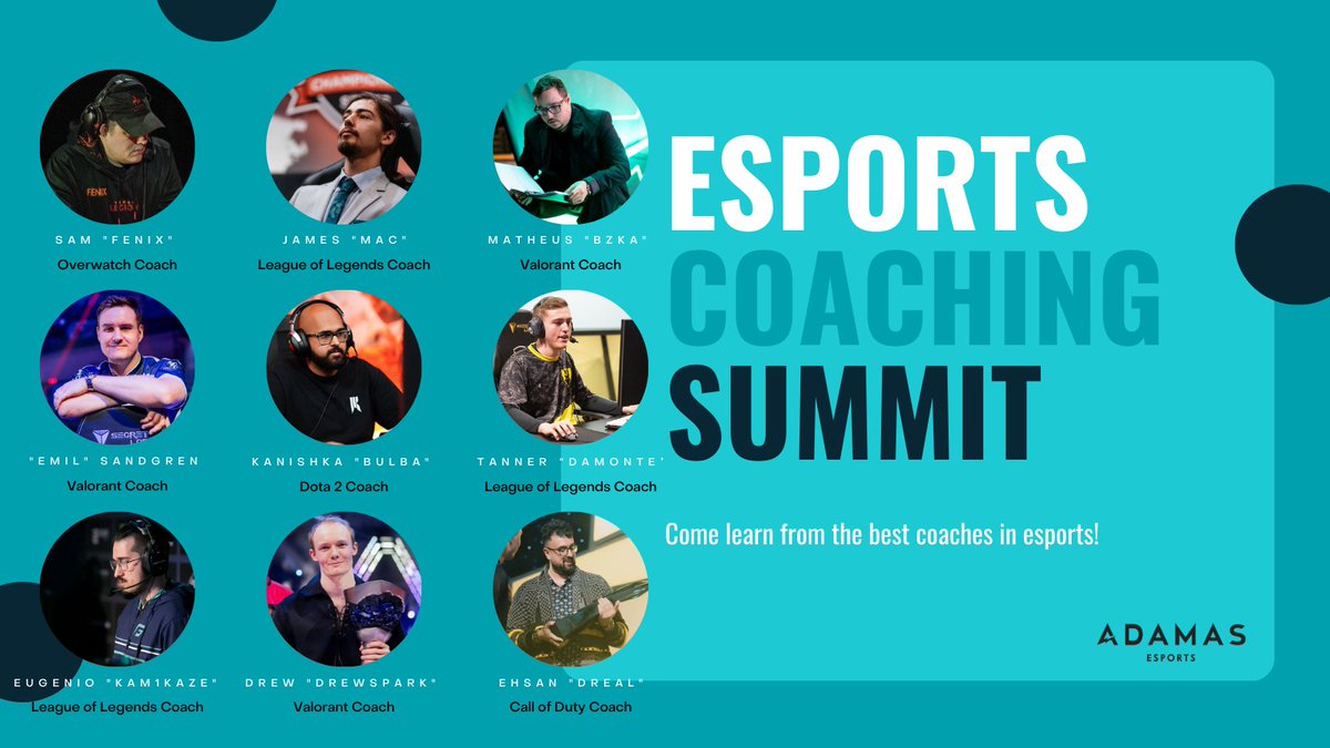 Our line-up of expert guests for the Esports Coaching Summit is incredible, and growing daily! Come hear from the likes of <a href="/MacCLol/">James MacCormack</a>, <a href="/DREAL_JE/">DREAL</a>, <a href="/daps/">daps</a>. More exciting announcements to come, sign-up below to attend all talks, free! bit.ly/3Ozw0dc