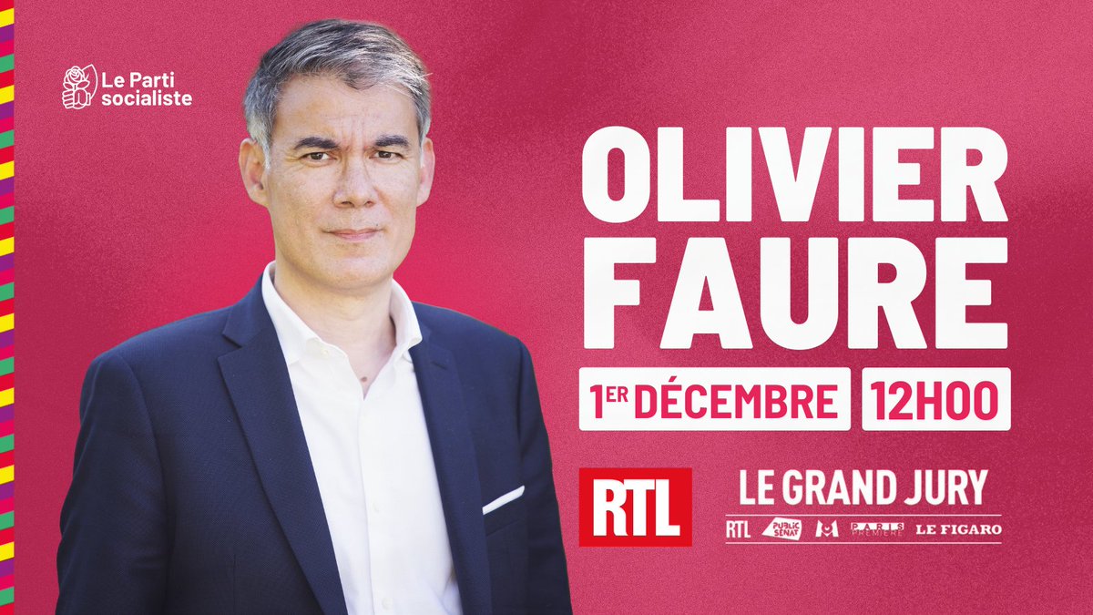 Olivier Faure (@faureolivier) on Twitter photo 🎙 Demain, je serai l'invité du #GrandJury <a href="/RTLFrance/">RTL France</a>.
Retrouvons-nous à 12h00 👉 rtl.fr/direct
<a href="/publicsenat/">Public Sénat</a> <a href="/m6info/">M6 Info</a> <a href="/Le_Figaro/">Le Figaro</a> 🎙 Demain, je serai l'invité du #GrandJury <a href="/RTLFrance/">RTL France</a>.
Retrouvons-nous à 12h00 👉 rtl.fr/direct
<a href="/publicsenat/">Public Sénat</a> <a href="/m6info/">M6 Info</a> <a href="/Le_Figaro/">Le Figaro</a>