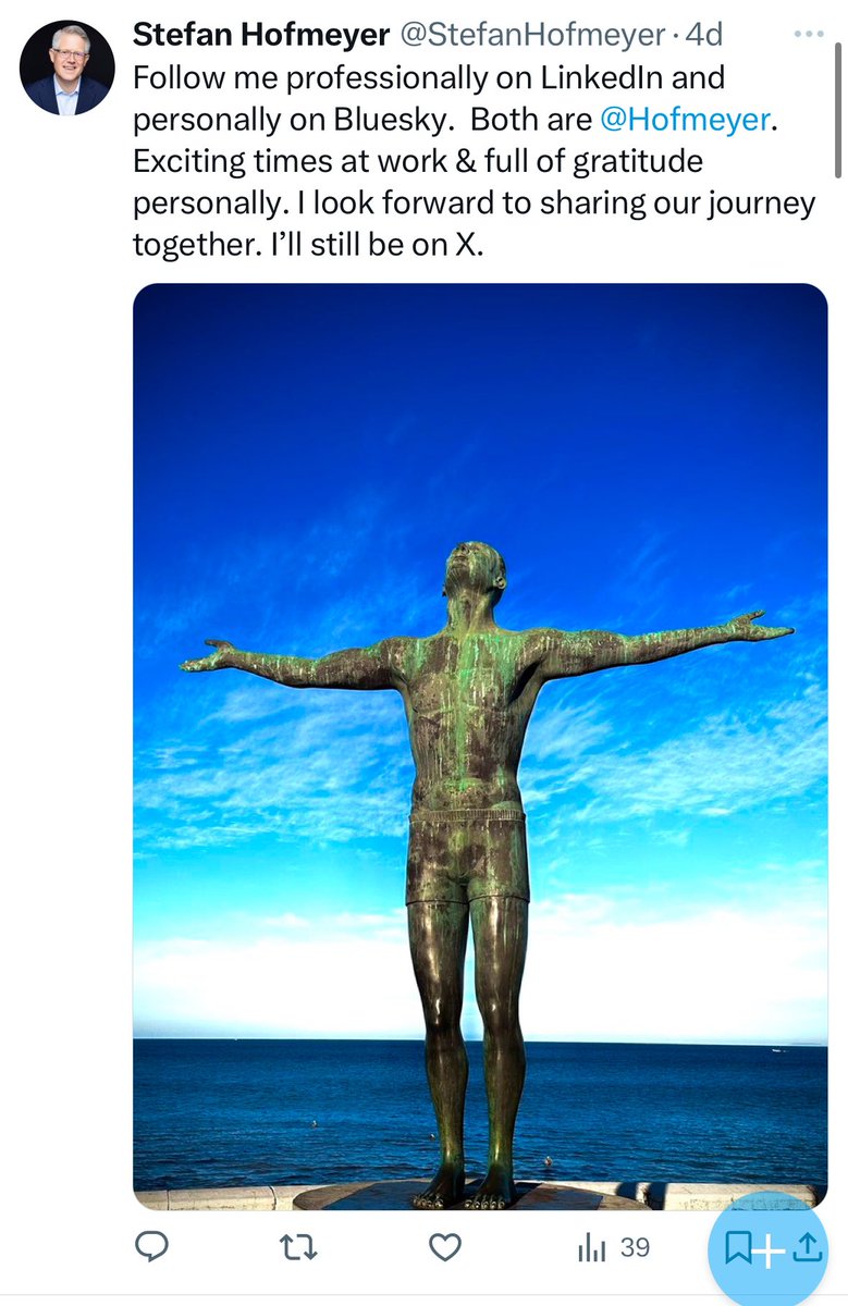 Too funny. I posted about another platform and X gave me 39 total views after 4 days with my 9500 followers. So much for free speech 🤗. In just two days I had more followers &amp; interaction there than I have ever had here. I guess go where you are appreciated!