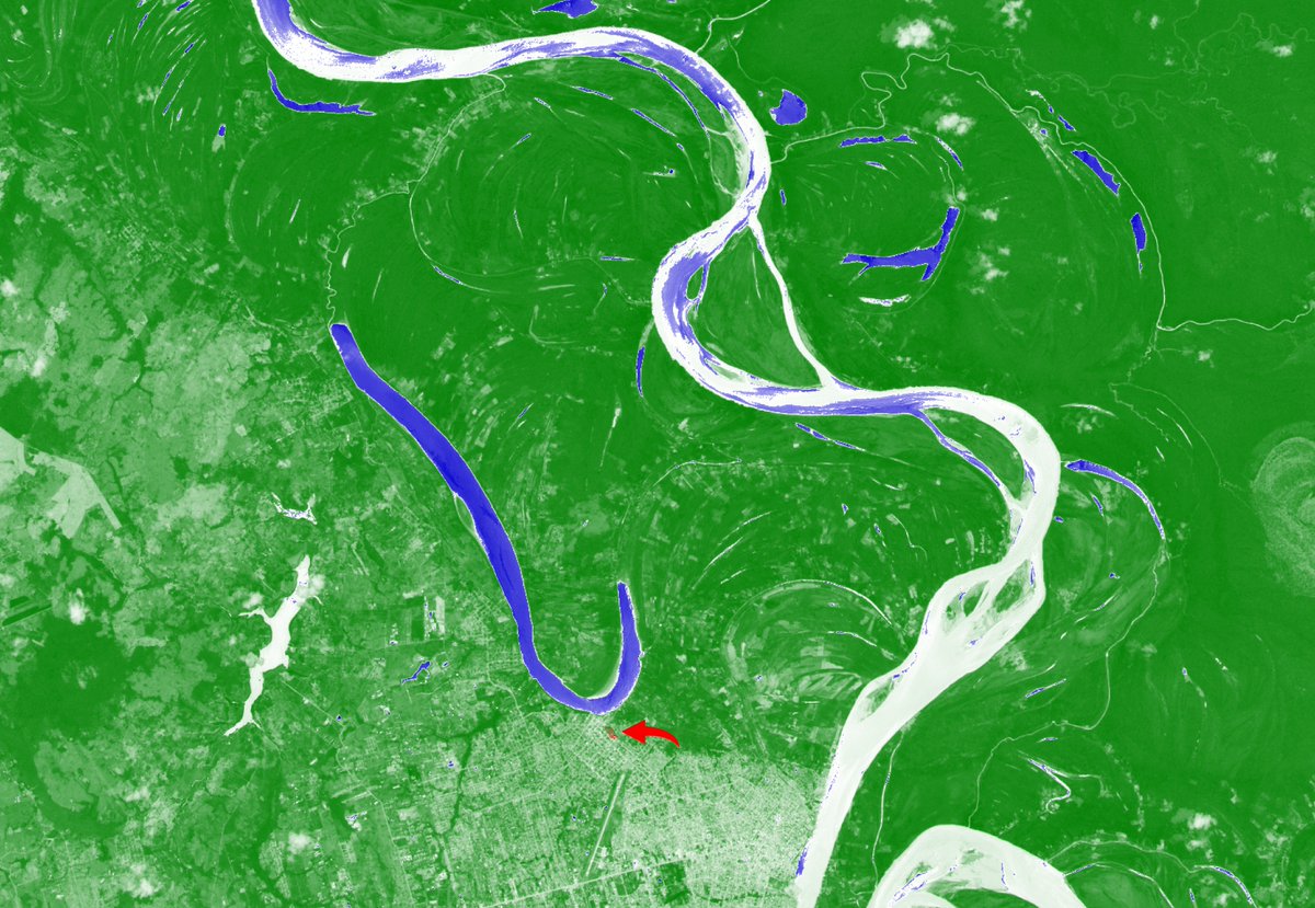 #30DayMapChallenge, Day 30, The Final Map.
The Final map takes me to the beginning. 
The place I was born at: Hospital Amazonico in Yarina-Cocha, Peru from Sentinel 2 as Normalized Difference Water Index (NDWI) image.  Copernicus Browser and Overture