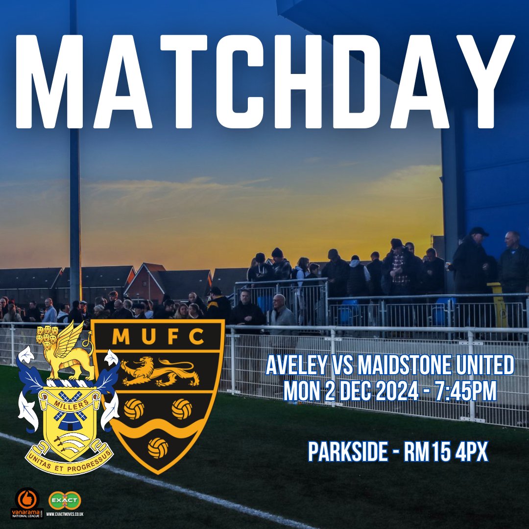 𝐌𝐀𝐓𝐂𝐇𝐃𝐀𝐘 💪

Last Monday Night Football action at Parkside in 2024!

Give it everything 👊

⏱️ 7.45PM Kick Off
🆚 Maidstone United
🏆 Vanarama National South

🎟️ Available on the door or in advance 👇
app.fanbaseclub.com/Fan/Tickets/Se…

#BackTheMillers | #TogetherAveley
