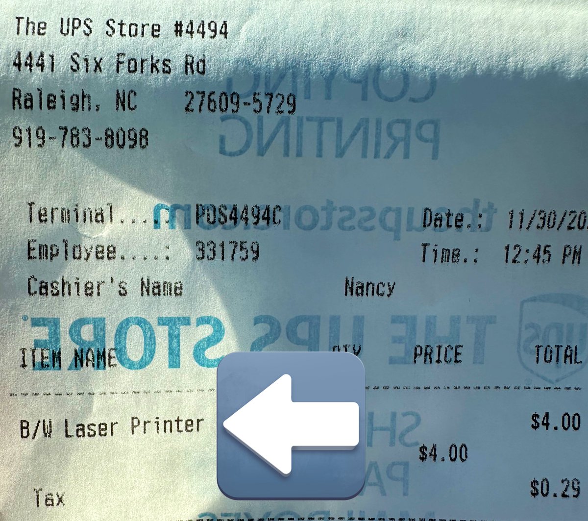 Jenerative_AI's tweet photo. Just dropped off a USPS package at @UPS and I was charged a $4 “pickup fee”… or so I thought… https://t.co/0u36wLxClO
