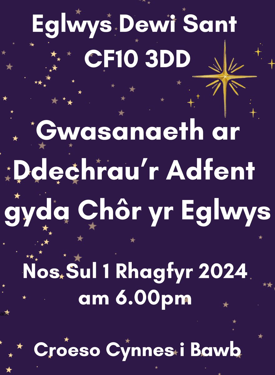 Mae'r rhod yn troi, a dyma ni ar drothwy'r Adfent a dechrau'r flwyddyn eglwysig.  Croeso i chi ymuno â ni yn un o'n gwasanaethau yfory am 8.00am, 10.30am a 6.00pm.  
"Clywaf atsain cân y bore
Cerdda dros y ddaear ddu"