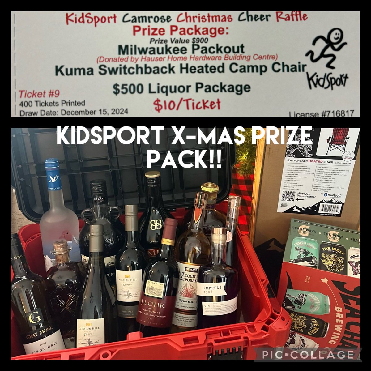 Support Camrose KidSport this holiday season by purchasing a tix for a chance to win a great Christmas Cheer Pack! Draw is on Dec. 15, text 780-678-7330 to get your tix and support a great cause. #CamroseKidSport