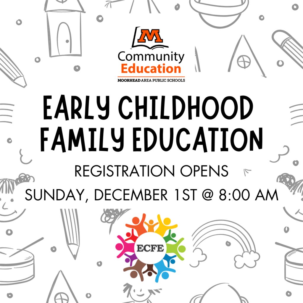 probspuds's tweet photo. Registration for Winter ECFE classes will open on December 1st at 8:00 AM! https://t.co/8XshGicpTC