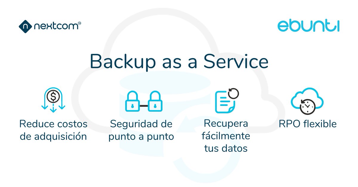 nextcomsystems's tweet photo. Protege tus datos con Ebunti Backup as a Service 🛡️💻
Resguarda información crítica, cumple con requisitos de retención a largo plazo y moderniza tu estrategia de respaldo.
Contáctanos: https://t.co/AaeNo10BOh
#BackupAsAService #Nextcom #ebunti https://t.co/tHSYOn7bQE