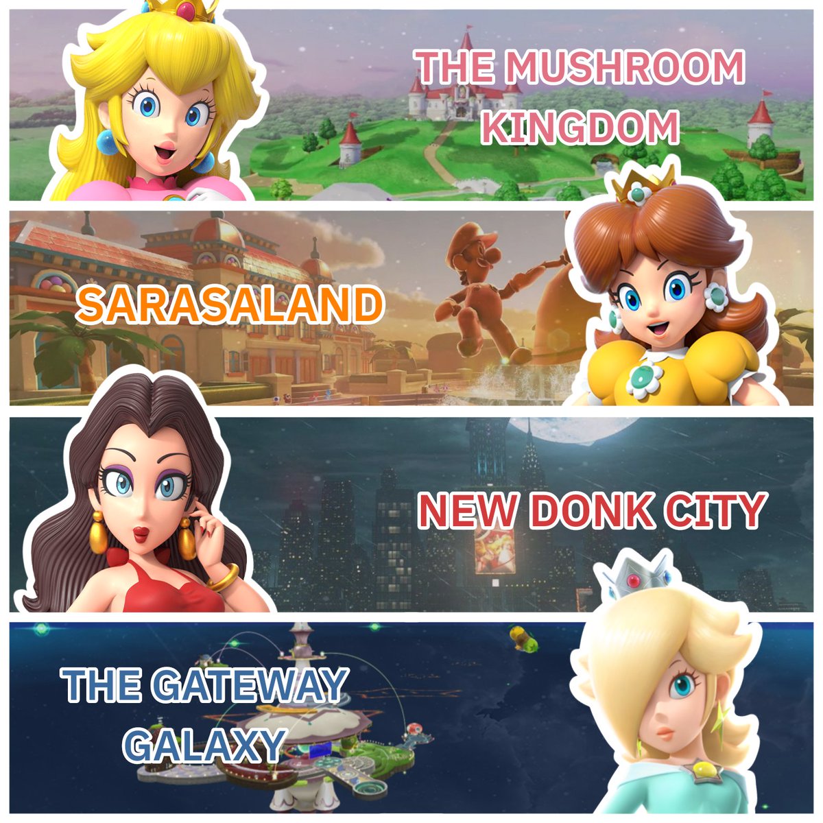 Thenightstarise's tweet image. The Mario girls and their Kingdoms
I always wanted to live in The Mushroom Kingdom) ♡