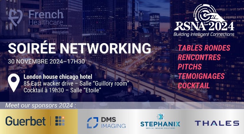 Medsquare_SAS's tweet photo. #RSNA24 : Chez @Medsquare_SAS , nous sommes fiers de participer à la soirée networking organisée par la 🇫🇷 @FrencHealthcare Association. L’occasion de mettre en avant notre expertise française au niveau international dans le secteur en #imageriemédicale!
#radiologie @DGmedsquare https://t.co/FsXJReQkyM