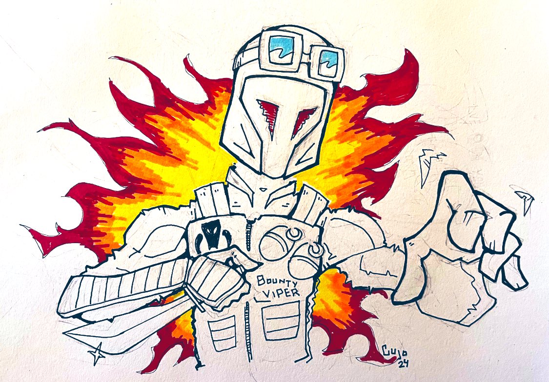 86Cujo's tweet image. #Joevember overtime!

had to sneak in one sketch- behold Cobras answer to Boba Fett…
#gijoe #blackmajor #custom