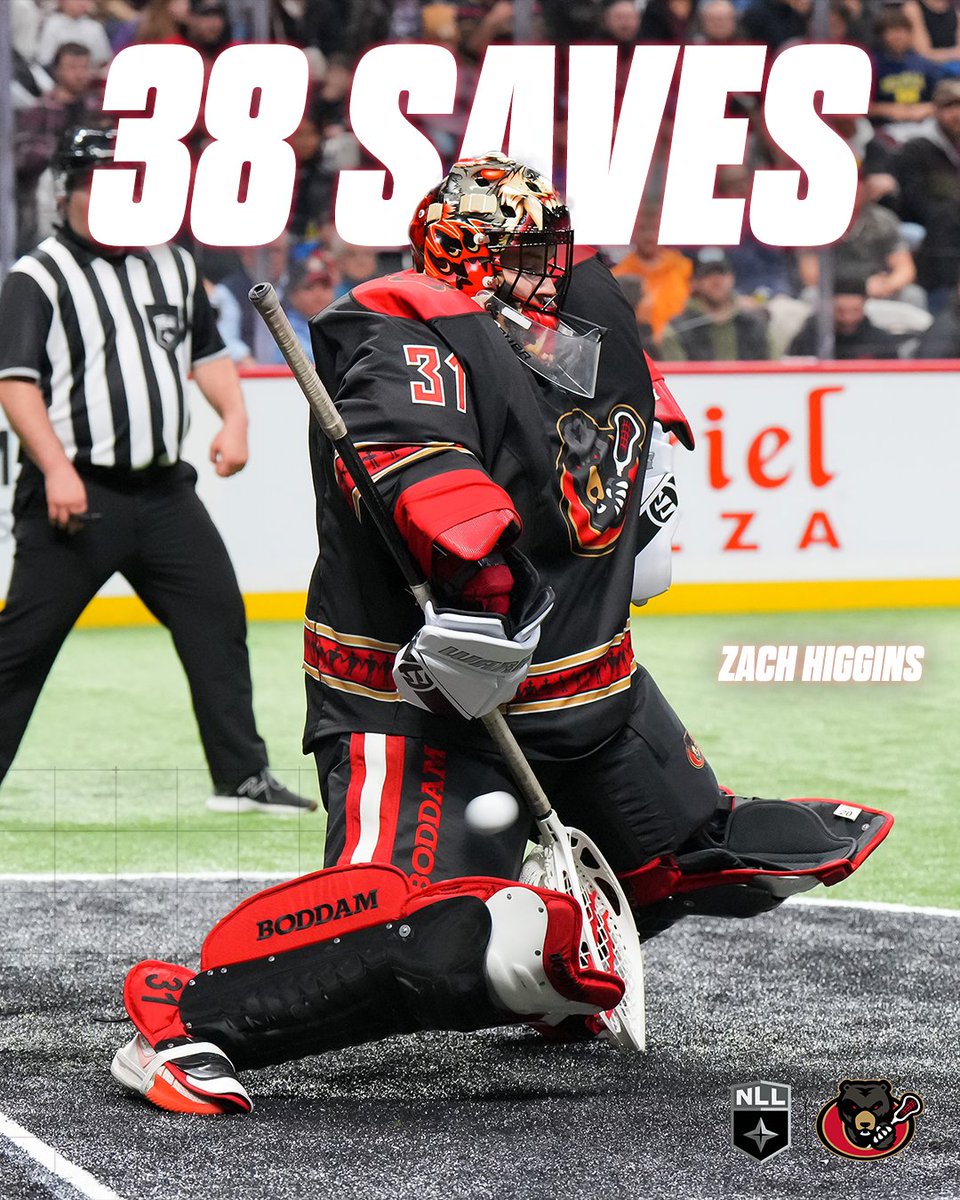 NLL's tweet photo. That's why they call him Tendy Bear 🛑

Higgins led all goalies on Opening Night with 38 saves and an 88% Save Percentage ✅ https://t.co/8vly7DLjMJ