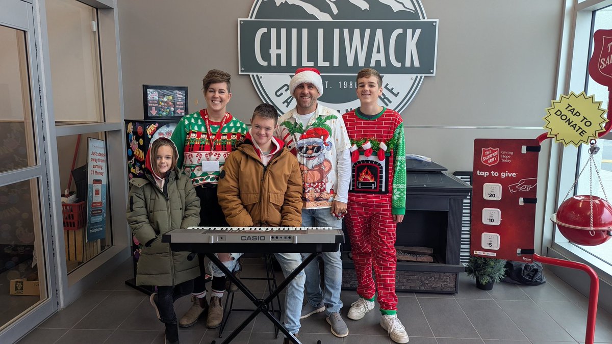 A family outing helping with the  Salvation Army kettle program this morning at Chilliwack Canadian Tire. We live in a generous city as many donations were received, thank you! #chilliwack