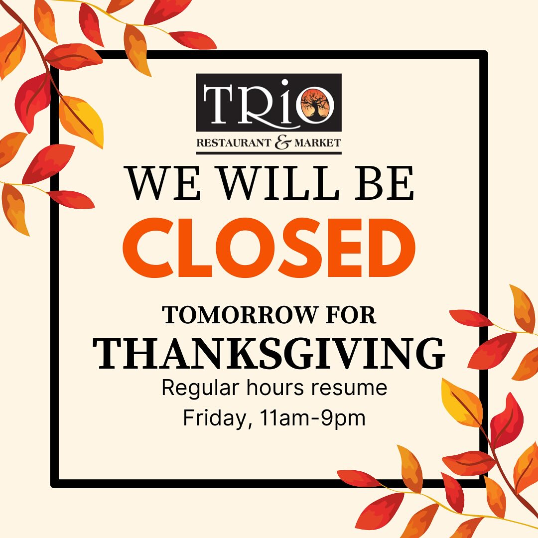 ObxTrio's tweet photo. @obxtrio wishes you a Happy Thanksgiving! We will be closed tomorrow, and will resume regular hours on Friday 11/29 from 11am-9pm. # # # #
https://t.co/S2ZA58BoLl https://t.co/RYxXl3YW84