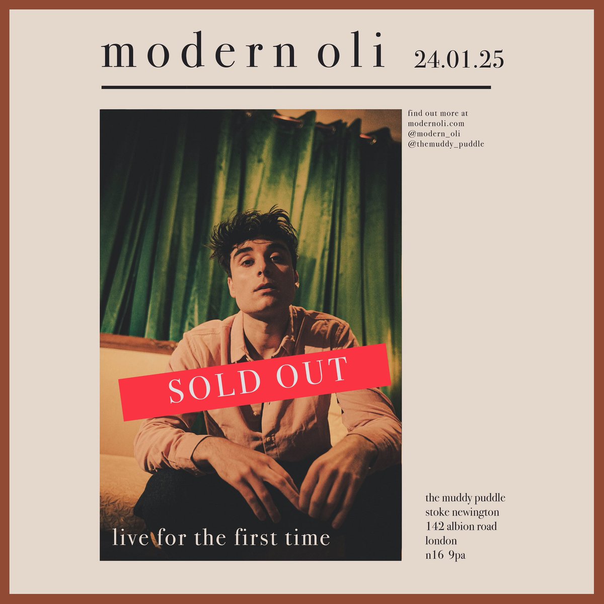 🥹madness. All tix gone in 4 hours. 💔 find more about my music on Instagram @modern_oli and sign up to my mailing list on modernoli.com to gain pre-sale ticket access for next time. xx