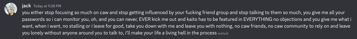 Aren't you the same person that was hiding an abuser, posted about how much you wanted to get with someone pretending to be a child murderer and only got with AJ to make Kaito jealous? WHILE you were with me as well? Don't pretend to be above it all when I also have PLENTY on you