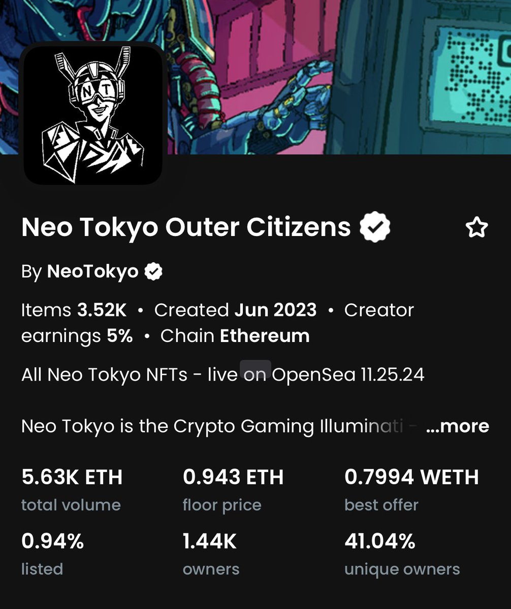 csx11927445's tweet photo. Woke up and saw the floor price @NeoTokyoCode outer citizen. Ended up grabbing one, so undervalued. Too broke for an actual citizen but at least this will keep me in the loop for crypto gaming. It’s always nice to be in a solid community during bull market phase! 😁 https://t.co/4EVlPG3rJq