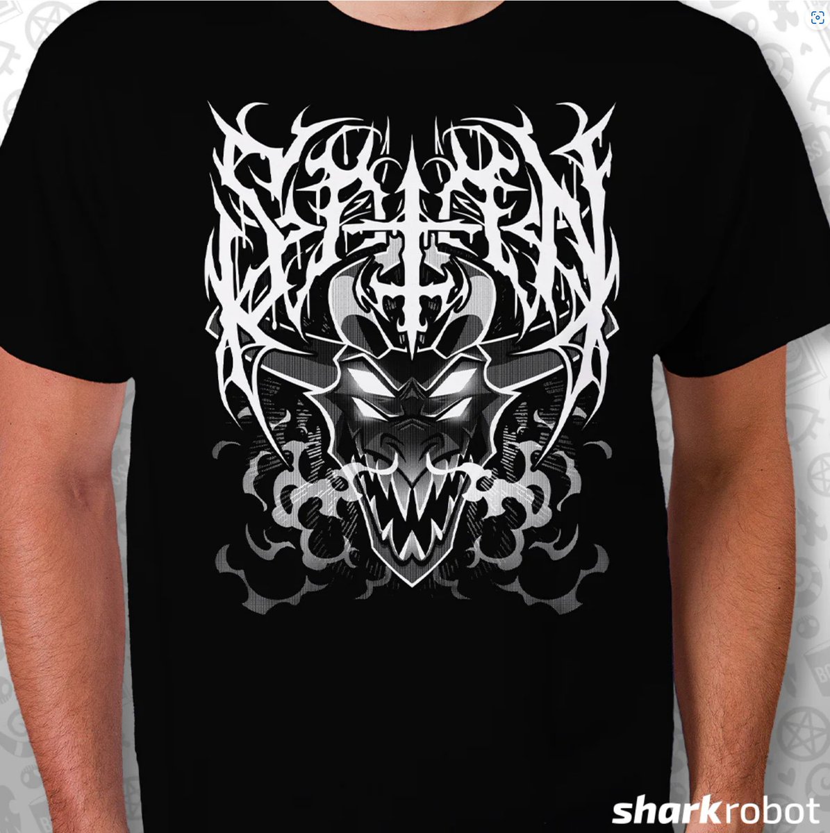 I got to draw the metal Satan shirt for this <a href="/SharkRobotStore/">Shark Robot</a> drop! 🖤
Now brb 5 minutes, I'm giving back my paycheck buying up all the ~mysterious~ Pride sin merch!
#HelluvaBoss