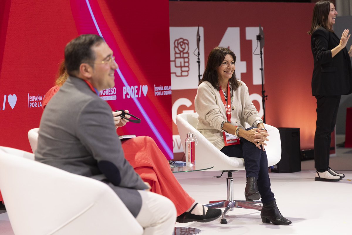 José Manuel Albares (@jmalbares) on Twitter photo Gran conversación sobre socialdemocracia y paz en #41CongresoPSOE con dos mujeres referentes en Europa, la alcaldesa de París <a href="/Anne_Hidalgo/">Anne Hidalgo</a> y la vicepresidenta de Reino Unido <a href="/AngelaRayner/">Angela Rayner</a>. Juntos construimos sociedades más igualitarias, cohesionadas y justas. Gran conversación sobre socialdemocracia y paz en #41CongresoPSOE con dos mujeres referentes en Europa, la alcaldesa de París <a href="/Anne_Hidalgo/">Anne Hidalgo</a> y la vicepresidenta de Reino Unido <a href="/AngelaRayner/">Angela Rayner</a>. Juntos construimos sociedades más igualitarias, cohesionadas y justas.