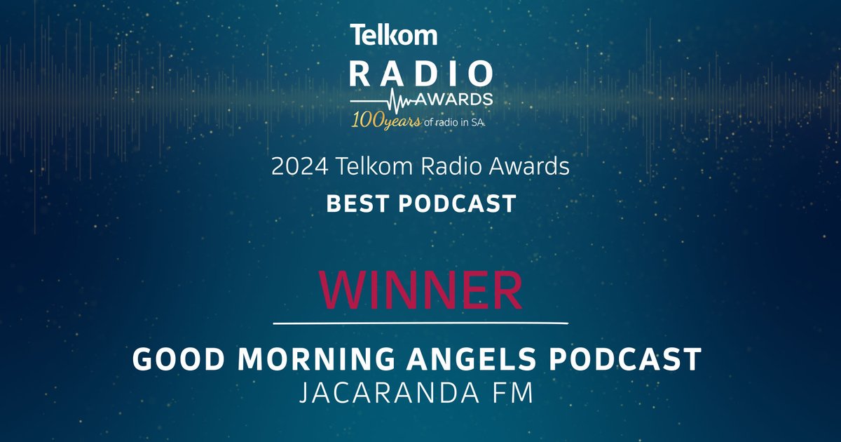 @SARadioAwards (@saradioawards) on Twitter photo Best Podcast β COMBINED
ποΈ JACARANDA FM for GOOD MORNING ANGELS PODCAST is our winner! π #telkomradioawards @telkomZA π <a href="/jacarandafm/">Jacaranda FM</a> Best Podcast β COMBINED
ποΈ JACARANDA FM for GOOD MORNING ANGELS PODCAST is our winner! π #telkomradioawards @telkomZA π <a href="/jacarandafm/">Jacaranda FM</a>