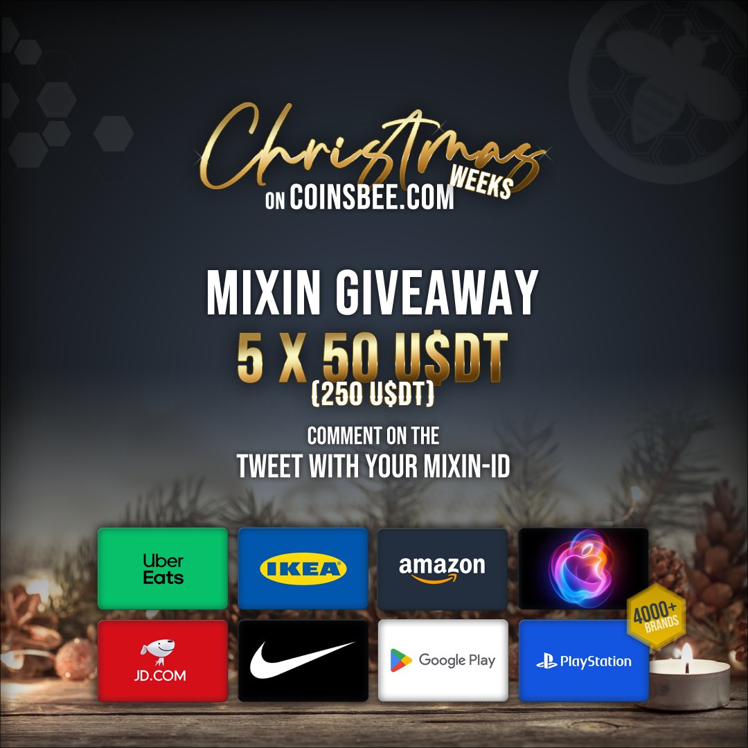 coinsbee.com 🐝 (@coinsbee) on Twitter photo 🎉 Coinsbee Giveaway Alert – Win Big with <a href="/MixinMessenger/">Mixin Messenger</a>! 🎉
🌟 How to Participate:
1️⃣ Retweet the official giveaway tweet from @Coinsbee.
2️⃣ Comment on the tweet with your Mixin ID (download Mixin Messenger to get started).
⚠️ The campaign runs from 1 - 4 Dec. The winners will 🎉 Coinsbee Giveaway Alert – Win Big with <a href="/MixinMessenger/">Mixin Messenger</a>! 🎉
🌟 How to Participate:
1️⃣ Retweet the official giveaway tweet from @Coinsbee.
2️⃣ Comment on the tweet with your Mixin ID (download Mixin Messenger to get started).
⚠️ The campaign runs from 1 - 4 Dec. The winners will