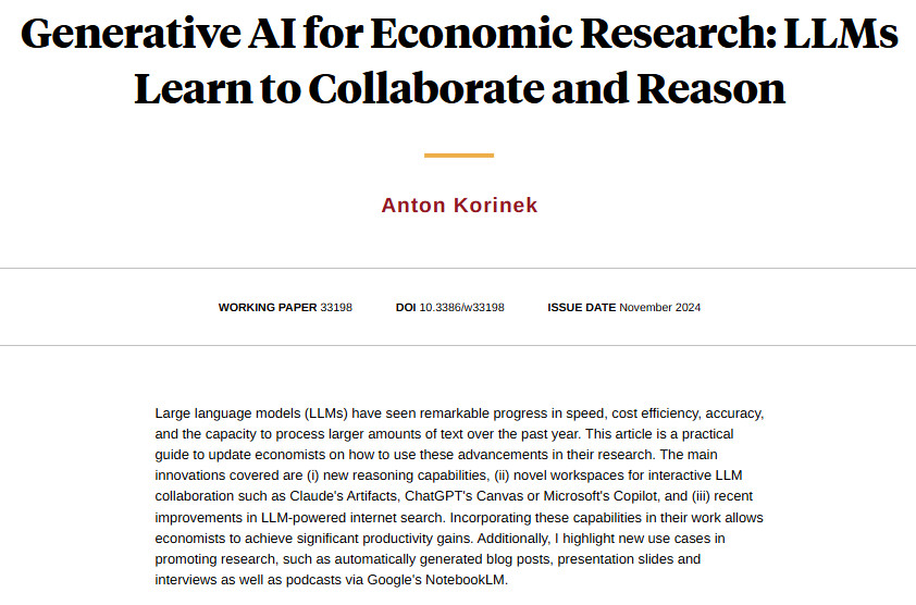 NBER (@nberpubs) on Twitter photo Mapping out tangible ways economists can use language models in their daily workflow, from ideation to publication, from <a href="/akorinek/">Anton Korinek</a> nber.org/papers/w33198 Mapping out tangible ways economists can use language models in their daily workflow, from ideation to publication, from <a href="/akorinek/">Anton Korinek</a> nber.org/papers/w33198