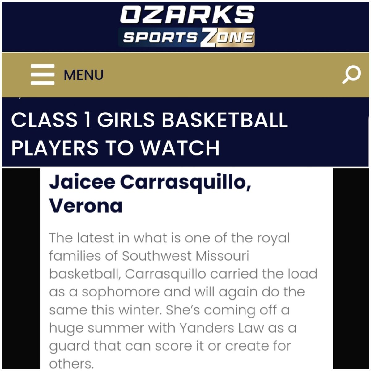 Jaicee Carrasquillo (@jaiceecarr5) on Twitter photo Thank you so much for the write-up and recognition! Can’t wait to see what this season holds! <a href="/OzarksOzone/">Ozarks Sports Zone</a> <a href="/mikemillsnc/">Mike Mills WBB College Recruiting</a> <a href="/FlightGirls/">MO Flight Girls Basketball</a> Thank you so much for the write-up and recognition! Can’t wait to see what this season holds! <a href="/OzarksOzone/">Ozarks Sports Zone</a> <a href="/mikemillsnc/">Mike Mills WBB College Recruiting</a> <a href="/FlightGirls/">MO Flight Girls Basketball</a>