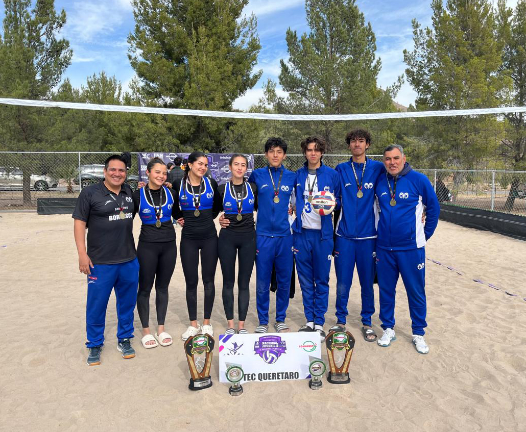 BorregosQRO's tweet image. ¡Campeonas y campeones en playa!🏐🏆

🏐🥇Nuestras jugadoras y jugadores de @prepatecqro lograron el Campeonato Nacional CONADEIP de Voleibol de Playa en la Categoría Juvenil B.

#SomosBorregos #BorregosEnCONADEIP #OrgulloBorrego #BorregosQRO
@CONADEIPmx