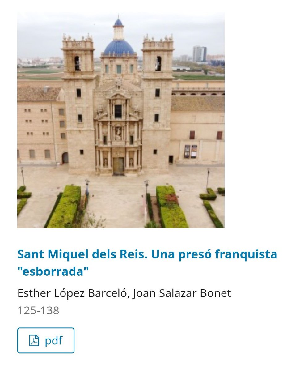 🫀Estic molt emocionada per compartir amb vosaltres el fruit de part del treball d'investigació què férem del antic monestir de Sant Miquel dels Reis mentres va existir l'Aula didàctica de Memòria Democràtica. 

✍️«Una presó franquista 'esborrada'»  revistes.ub.edu/index.php/ebre…