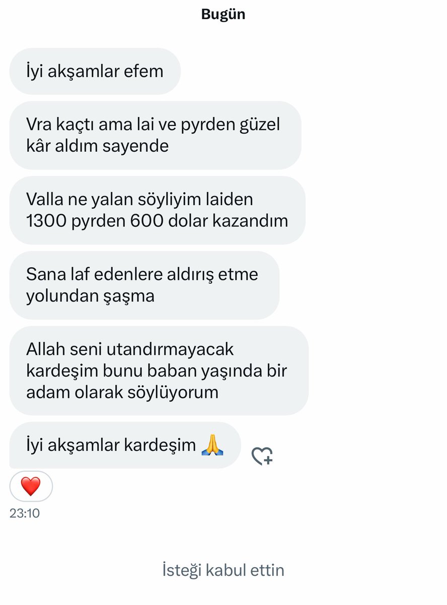 1900 dolar yapıyor!

Allah herkese bol kazanç nasip etsin ben elimden geleni yapıyorum.

Ben yazdığım her hisse ve coinin arkasındayım kısa vade dediğim coinlerin hepsi uçtu 🚀

Uzun vade yazdığım coinlerin çoğu 100-150x yapacak. Daha yeni başlıyoruz!!!

Sadece beni takip edenler
