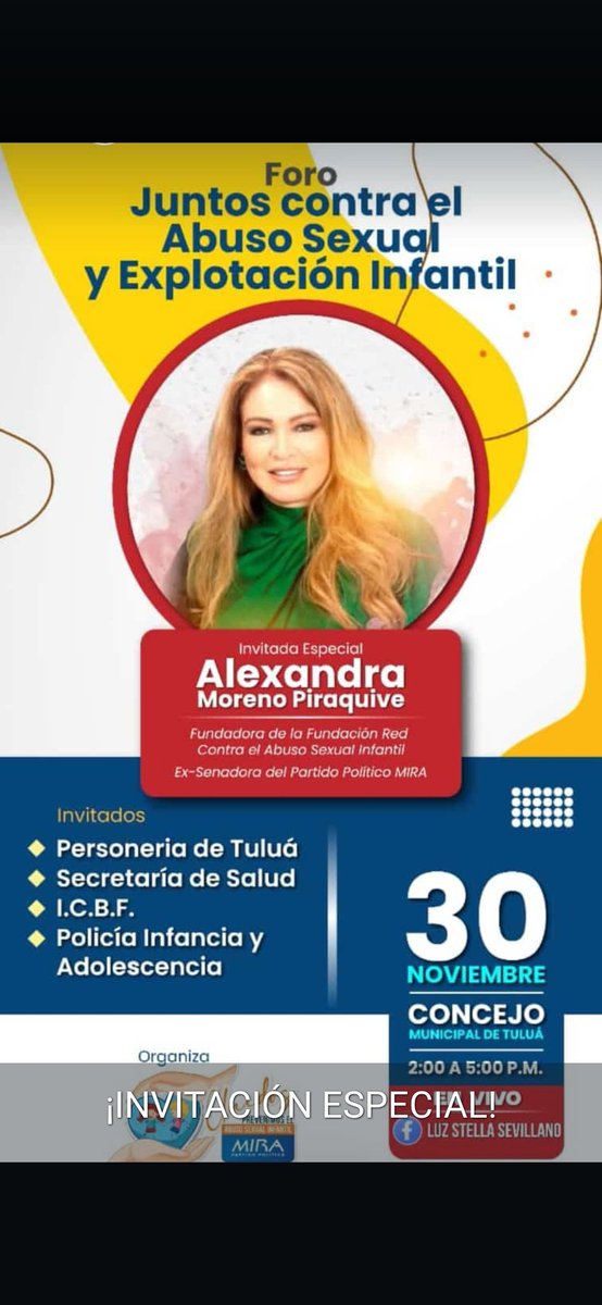 FORO JUNTOS CONTRA LA VIOLENCIA Y LA EXPLOTACIÓN SEXUAL INFANTIL
Invitada especial <a href="/Alexandra/">heart queen</a> Piraquive desde el concejo municipal de Tuluá-Valle