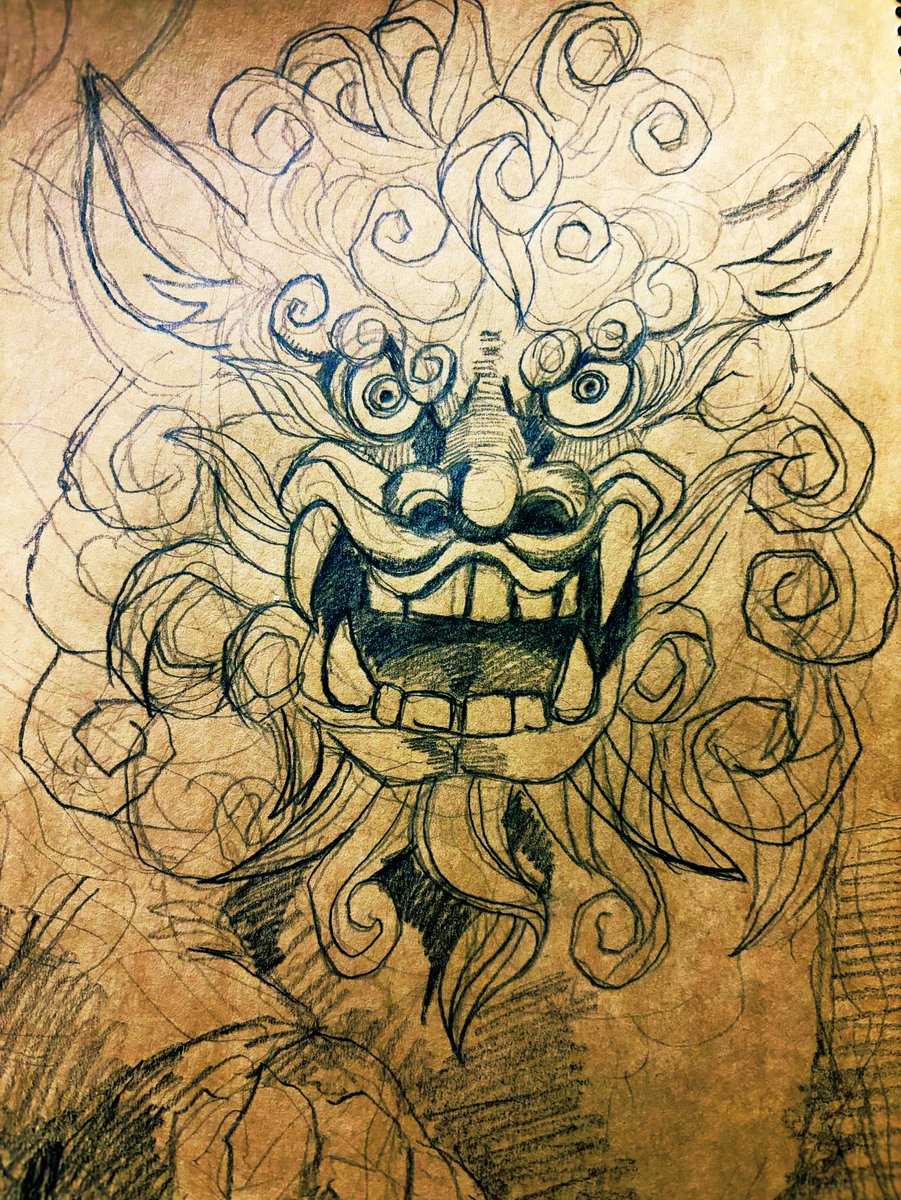 desert_pythom's tweet image. おはよ 描くと時はちょっと入ってるときがある
#おはようございます #シーサー #illustration #イラスト #drawing #デッサン #アナログ絵 #鉛筆 #沖縄好き #okinawa #海  #魔除け #守り神 #Shisa #GuardianDeity  #またいつか #行けるかな