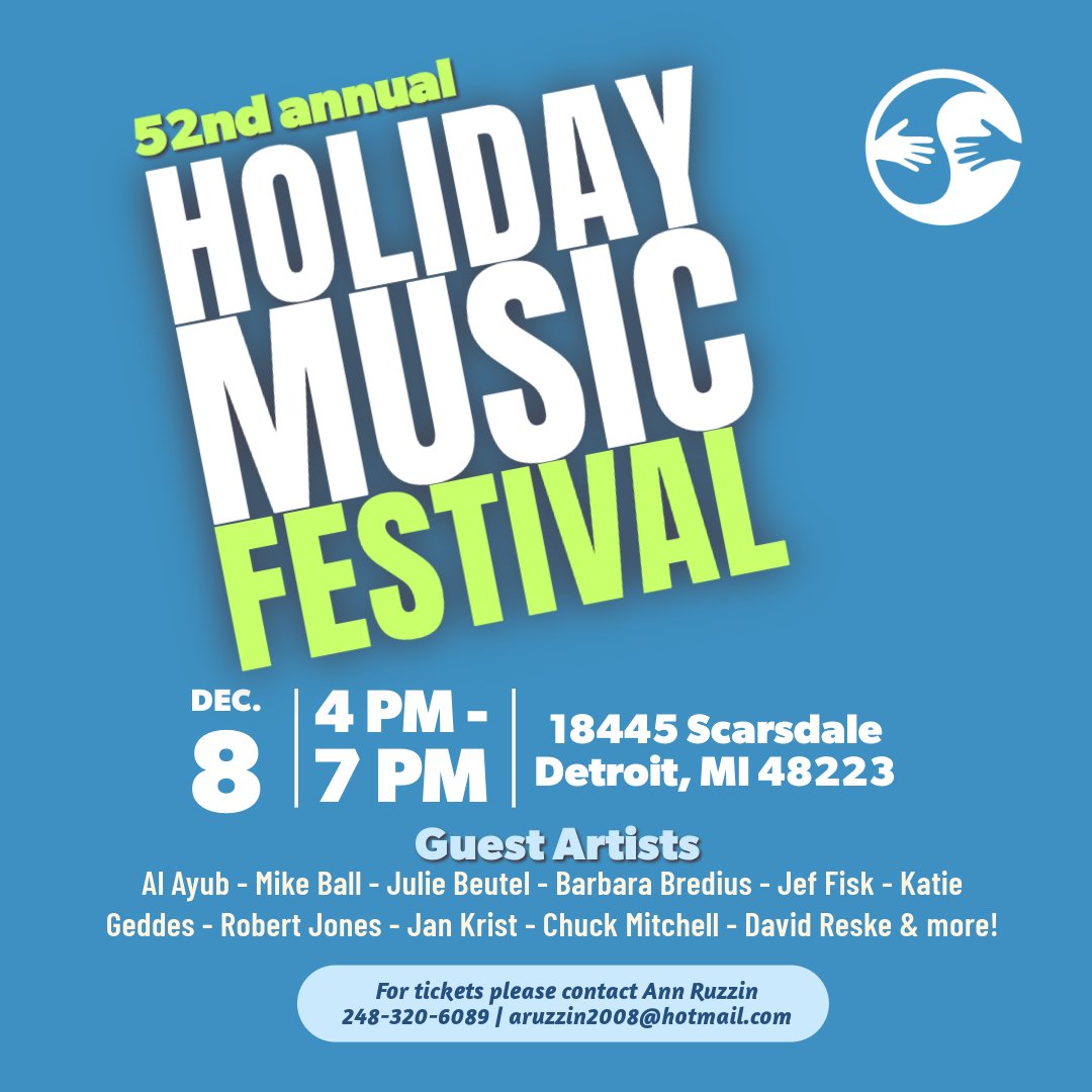 On Sunday, December 8th we will be celebrating our 52nd annual music festival! Enjoy live music and provided refreshments at one of Focus: HOPE’s longest running traditions! For more info on tickets please contact Ann Ruzzin at aruzzin2008@hotmail.com.

We hope to see you there!