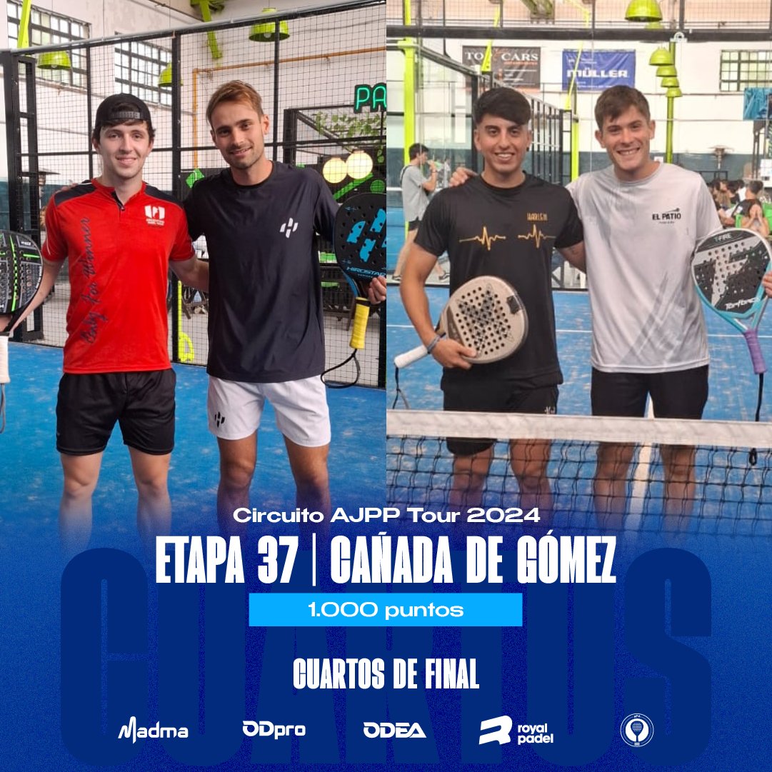 📢 𝗖𝗨𝗔𝗥𝗧𝗢𝗦 𝗗𝗘 𝗙𝗜𝗡𝗔𝗟 #3 - 𝗘𝘁𝗮𝗽𝗮 3️⃣7️⃣ - 𝗖𝗮ñ𝗮𝗱𝗮 𝗱𝗲 𝗚𝗼𝗺𝗲𝘇 - 𝗦𝗮𝗻𝘁𝗮 𝗳𝗲 🇦🇷

🕘 3º Turno | R. Funes / L. García 🆚 M. Borda / M. Bonelli

#AJPP1000CañadaDeGomez
<a href="/padel_apa/">Asociación Pádel Argentino (APA)</a>