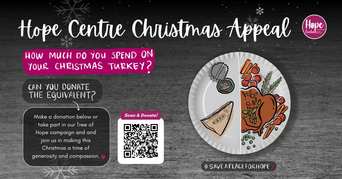 This Christmas, can you donate the cost of your turkey to help those in need? Join The Hope Centre’s #SaveAPlaceforHope campaign and bridge the gap between those who have and those who don’t. Please donate here: justgiving.com/campaign/savea… 🎄❤️