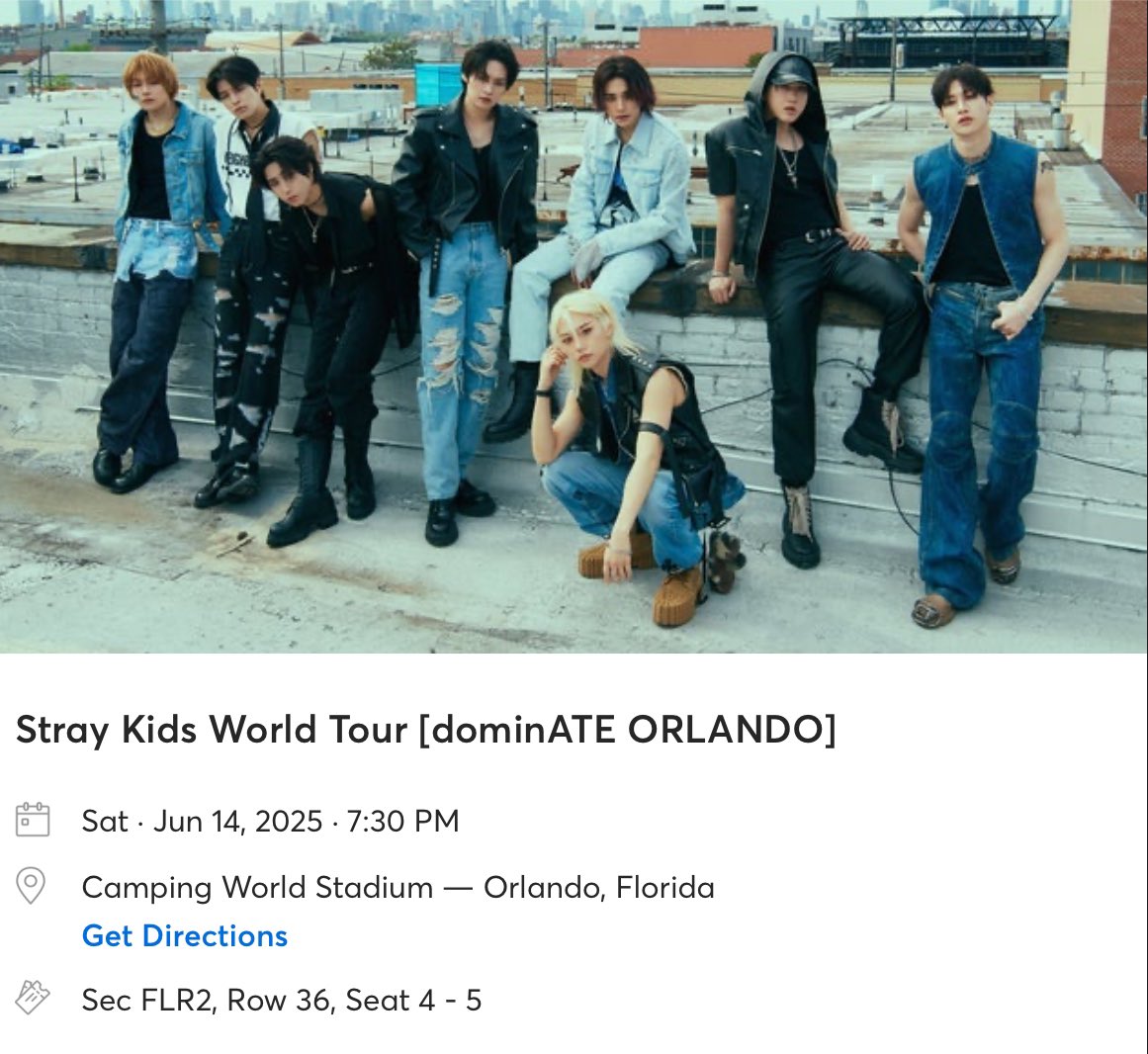 megablackcar's tweet photo. Stray Kids Orlando VIP  soundcheck tickets #2. I will be putting them up for resale on Ticketmaster but I thought I would see if there is anyone interested before I do. Please dm me with questions. These are not GA tickets they are seats right behind GA.  #straykids #orlando https://t.co/LzCjZCesDG