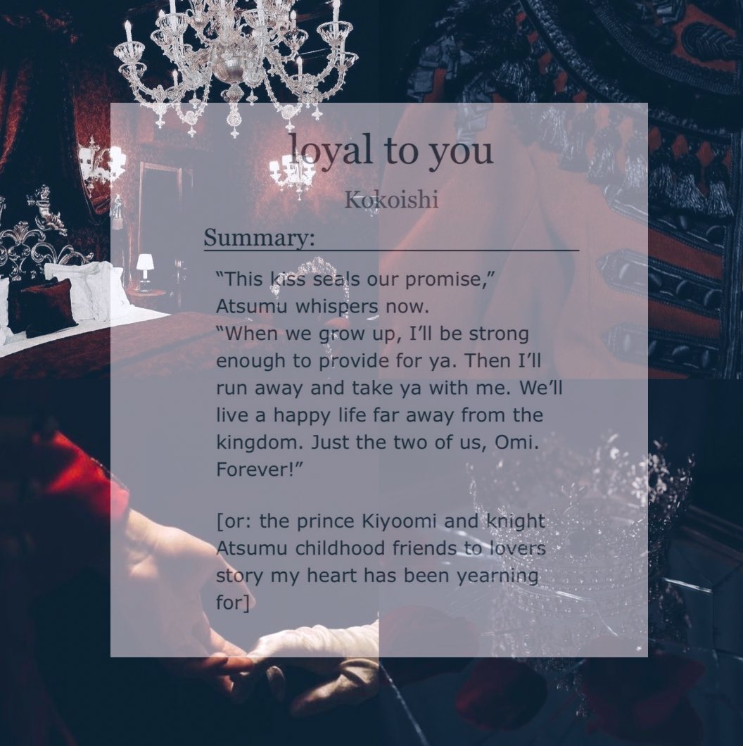 atsuomi7's tweet photo. 👑 loyal to you 👑 
atsuomi royalty AU for @kikisadv
in the gift exchange #SAEX2024 
- 8.2k 
- childhood friends to lovers 
- getting back together
- prince omi and knight atsumu 
- explicit smut 🔞
link and tags below ⤵️ https://t.co/CO1xS515xV