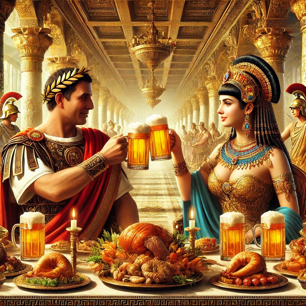 Long ago, Caesar and Cleopatra were lovers…of a good brew. Who could blame them? 
Prost!