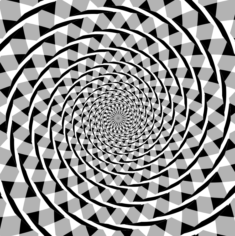 Fraser spiral illusion (1908), named after Sir James Fraser. The eye sees a spiral that doesn't exist.