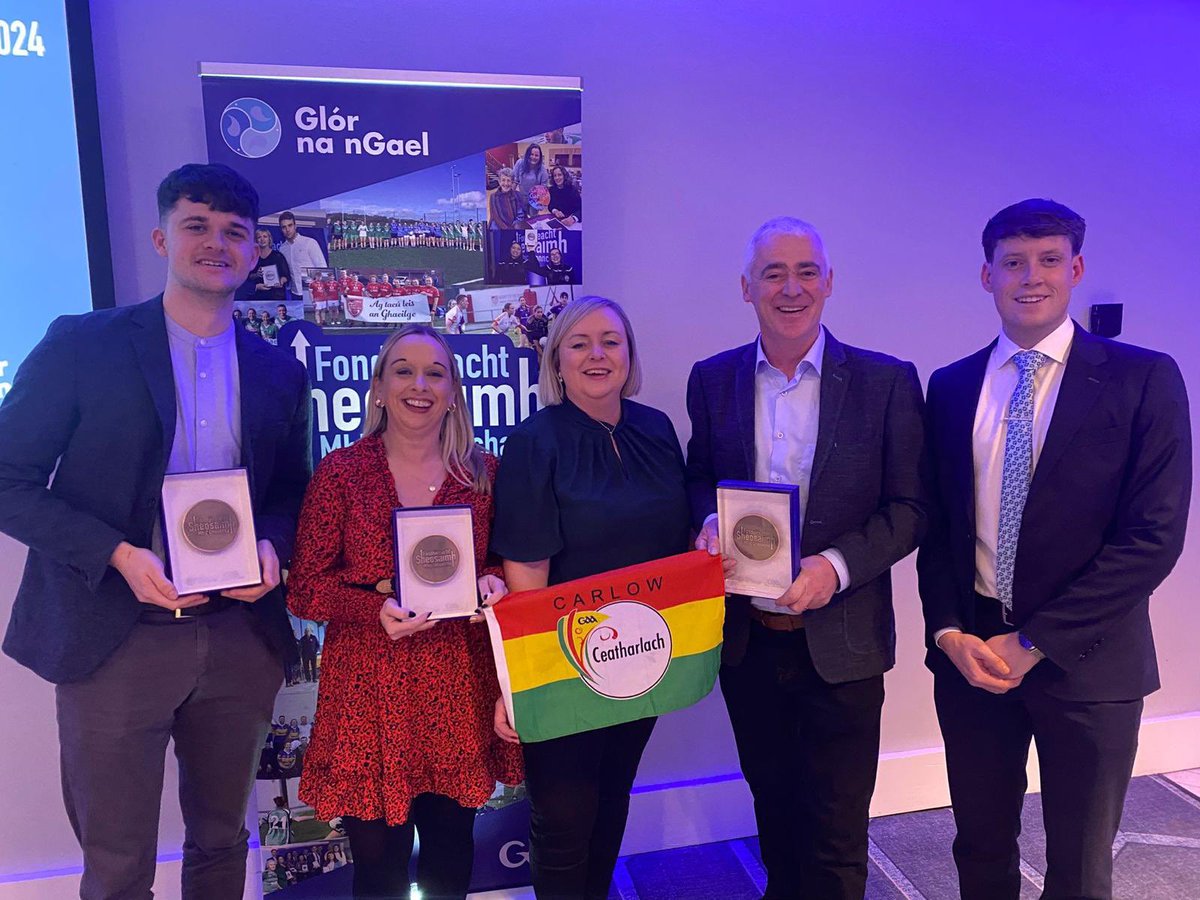 🇲🇱Three Carlow clubs were awarded medals recently at a celebration in Croke Park at the annual Fondúireacht Sheosaimh MhicDhonncha awards ceremony.

The Initiative awards medals to clubs in recognition of their work in promoting the Irish language at club &amp; community level.