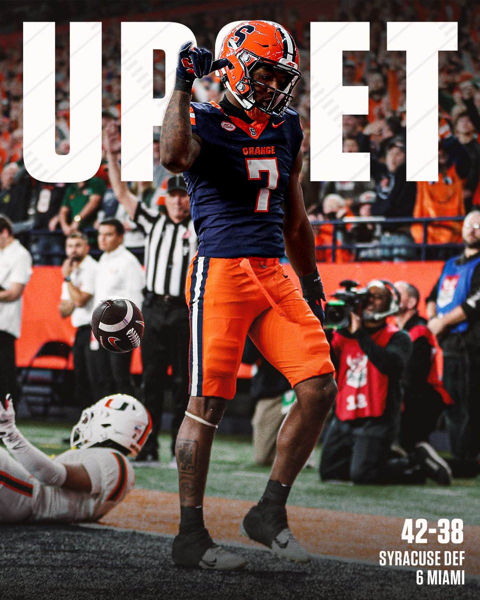 KYLE MCCORD AND SYRACUSE UPSET NO. 6 MIAMI TO GIVE THE HURRICANES THEIR SECOND LOSS OF THE SEASON 🍊