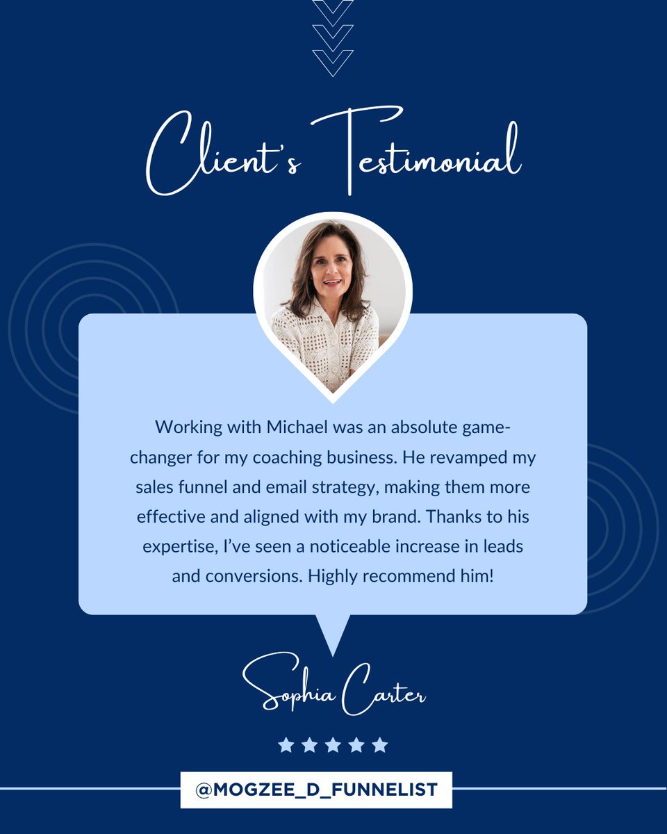 Mogzee_funnels's tweet image. Meet Sarah Carter, a Business Coach and Consultant.  

I had the pleasure of helping her optimize her sales funnel and email marketing, resulting in a noticeable boost in leads and client conversions for her coaching business.

#salesfunnel #clickfunnelsservice #clickfunnel