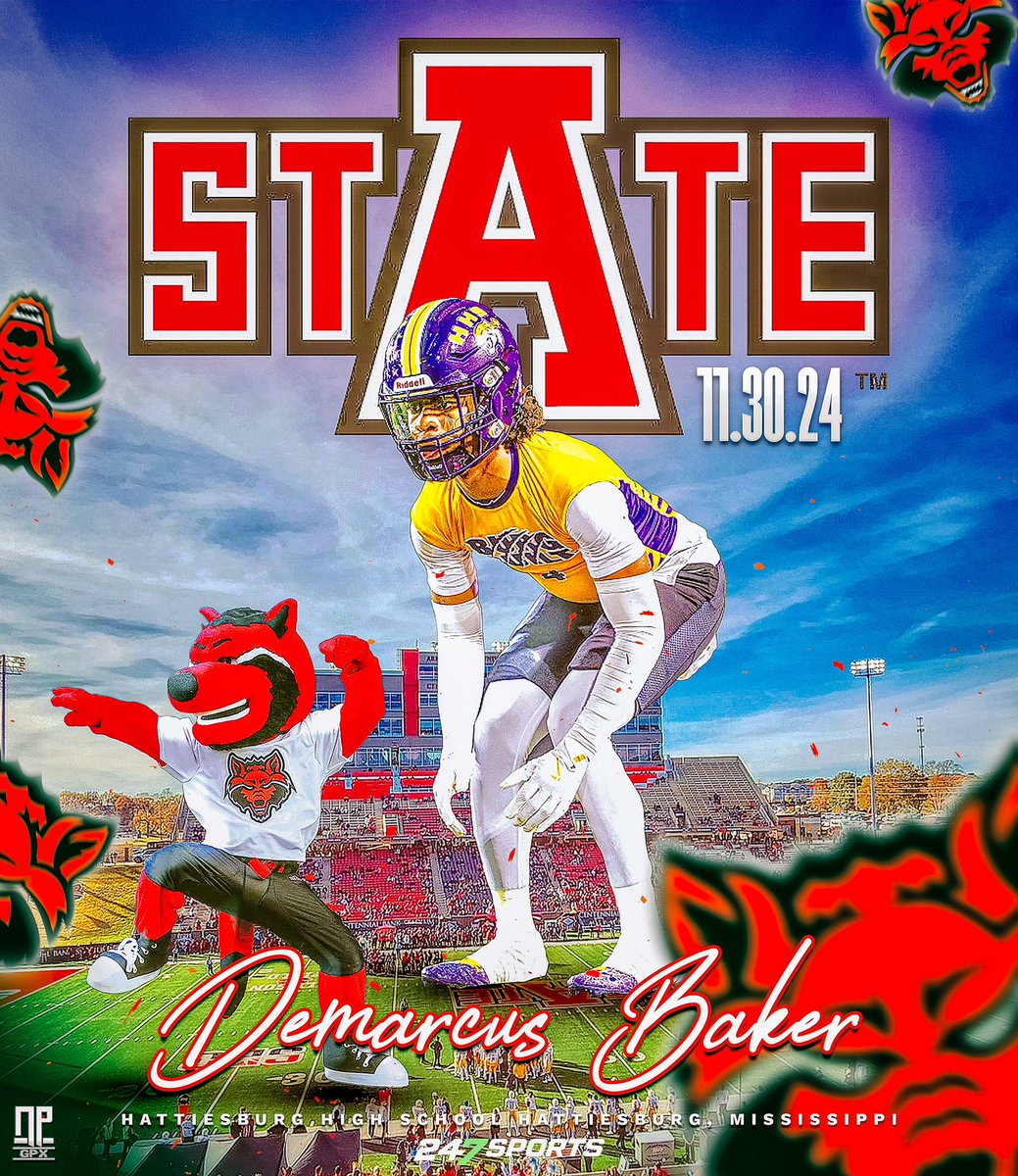 Demarcus Baker (<a href="/Baker4Demarcus/">Demarcus(DB4)Baker 3⭐️</a>), the class of 2025 <a href="/247Sports/">247Sports</a> 3⭐️ prospect from Hattiesburg High School (Hattiesburg, MS), is visiting Arkansas State University this weekend! #BurgBuilt