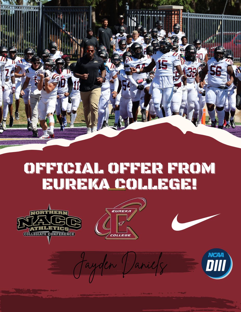 Jayden Daniels (@jaydendaniels_1) on Twitter photo After a great conversation with coach <a href="/starks94/">Coach Starks</a> i’m blessed to receive my 3rd offer from Eureka College #AGTG 🙏🏾 After a great conversation with coach <a href="/starks94/">Coach Starks</a> i’m blessed to receive my 3rd offer from Eureka College #AGTG 🙏🏾
