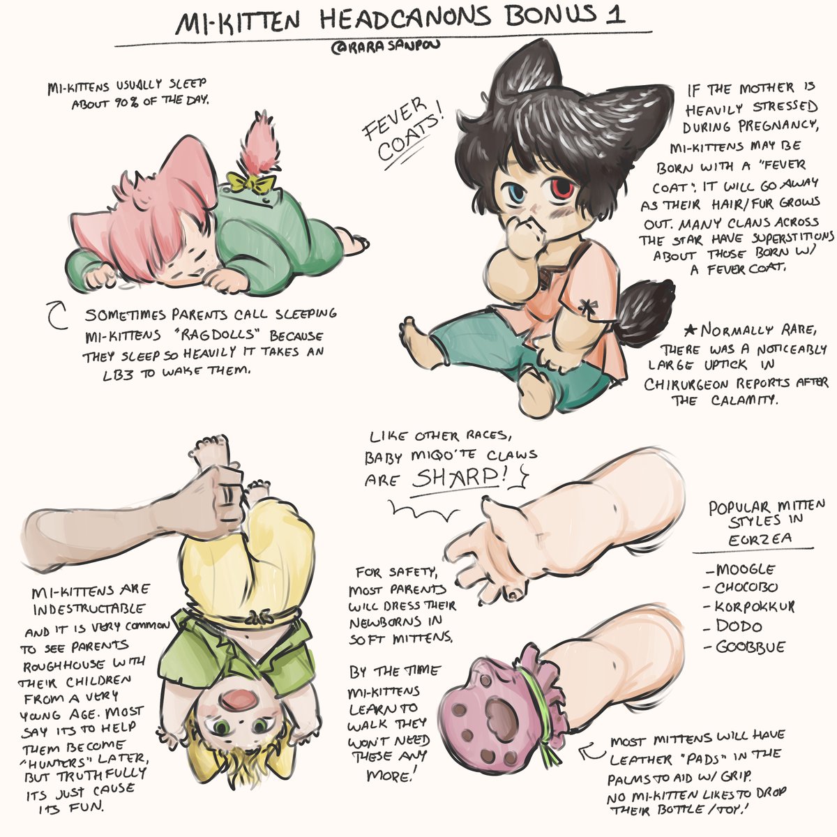 I didn't expect these to take off so much!

I have some more that didnt fit on the first, so enjoy a bit more mi-kitten (maybe one more...) before I move on to general miqo and other races :>

(and yes...bby G'raha I couldn't resist...)