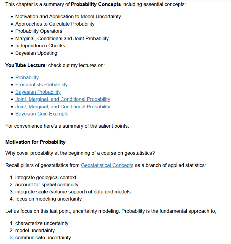 GeostatsGuy's tweet image. During the American Thanksgiving break, I had some valuable time to build out the "#Probability Concepts" chapters for my "Applied #Geostatistics" and "Applied #MachineLearning" free, e-books.
It's been an exciting and productive experience! I'm putting in a lot of effort to…