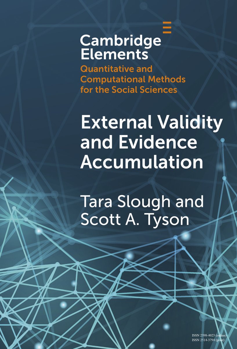 Cambridge University Press - Politics (@cup_polisci) on Twitter photo New Cambridge Element External Validity and Evidence Accumulation by <a href="/tara_slough/">Tara Slough</a> and Scott A. Tyson is now free to read for 4 weeks!
cup.org/3ASZiAj
#cambridgeelements #politics New Cambridge Element External Validity and Evidence Accumulation by <a href="/tara_slough/">Tara Slough</a> and Scott A. Tyson is now free to read for 4 weeks!
cup.org/3ASZiAj
#cambridgeelements #politics