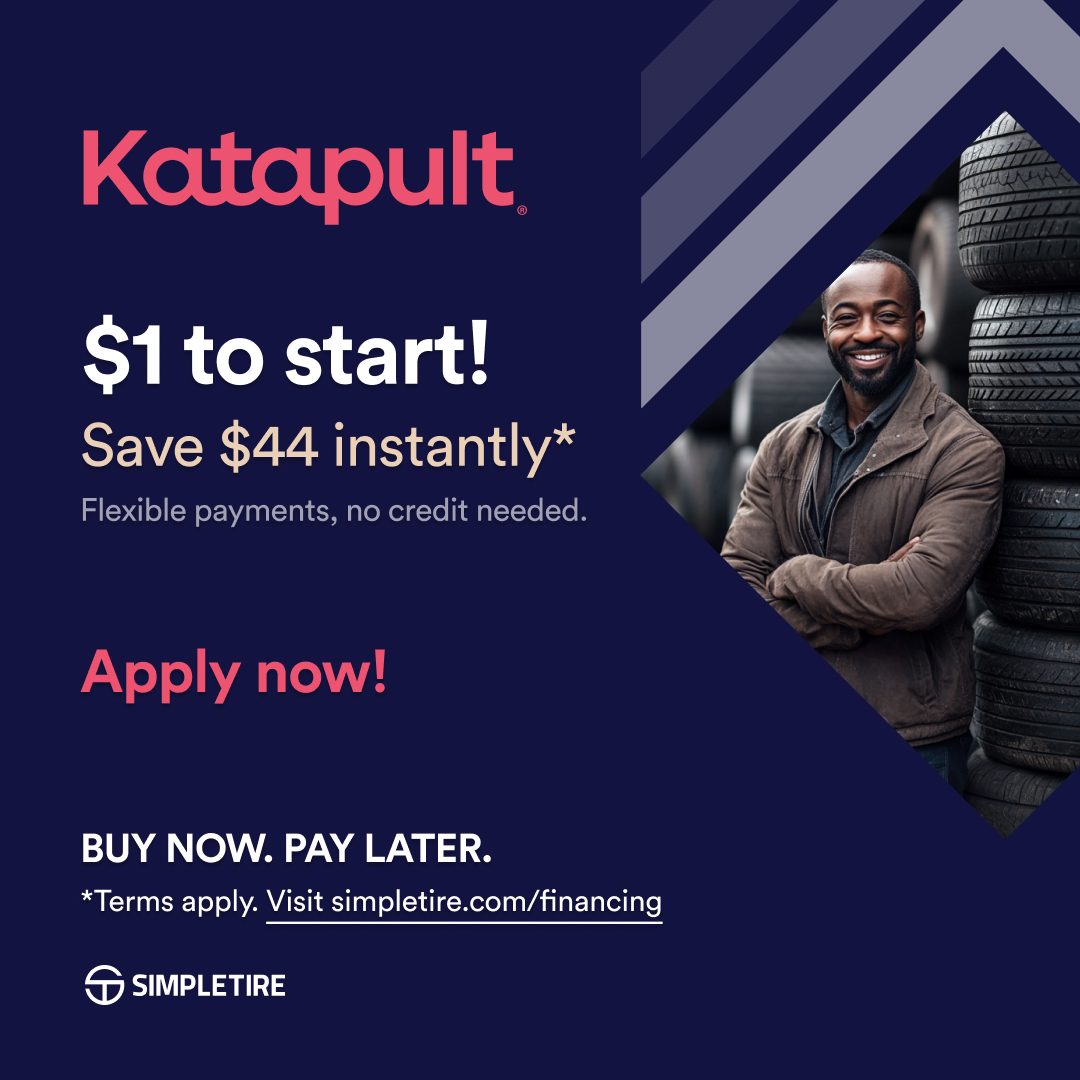 SimpleTire's tweet image. Big savings, small start! With @katapultpay, you pay just $1 to start &amp;amp; save $44 instantly on origination fees! Flexible payments, no credit needed—apply today &amp;amp; get rolling! 🛞💨 #CyberWeekend #Katapult #SimpleTire

🔗: simple-tire.visitlink.me/5mkLzS
