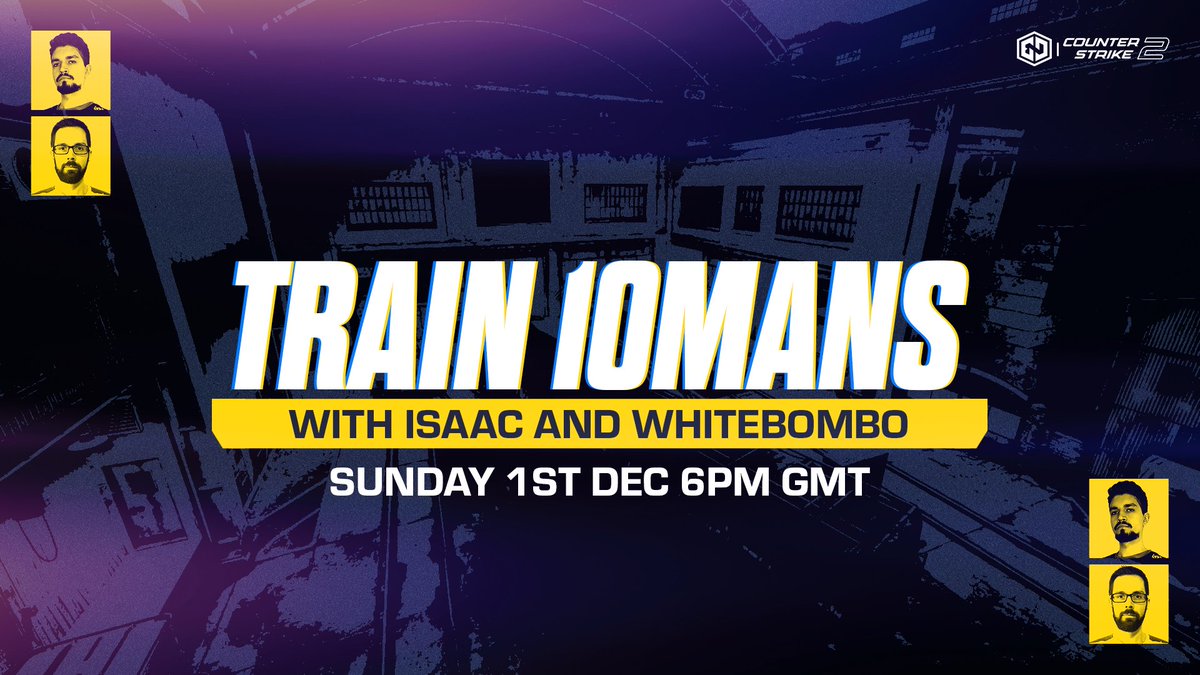 TeamEndpoint's tweet image. Train 10-mans with @isaacCSGO &amp;amp; @WhiteBombo now starts at 6pm GMT ⏰

Want to take part? Join our Discord to find out!