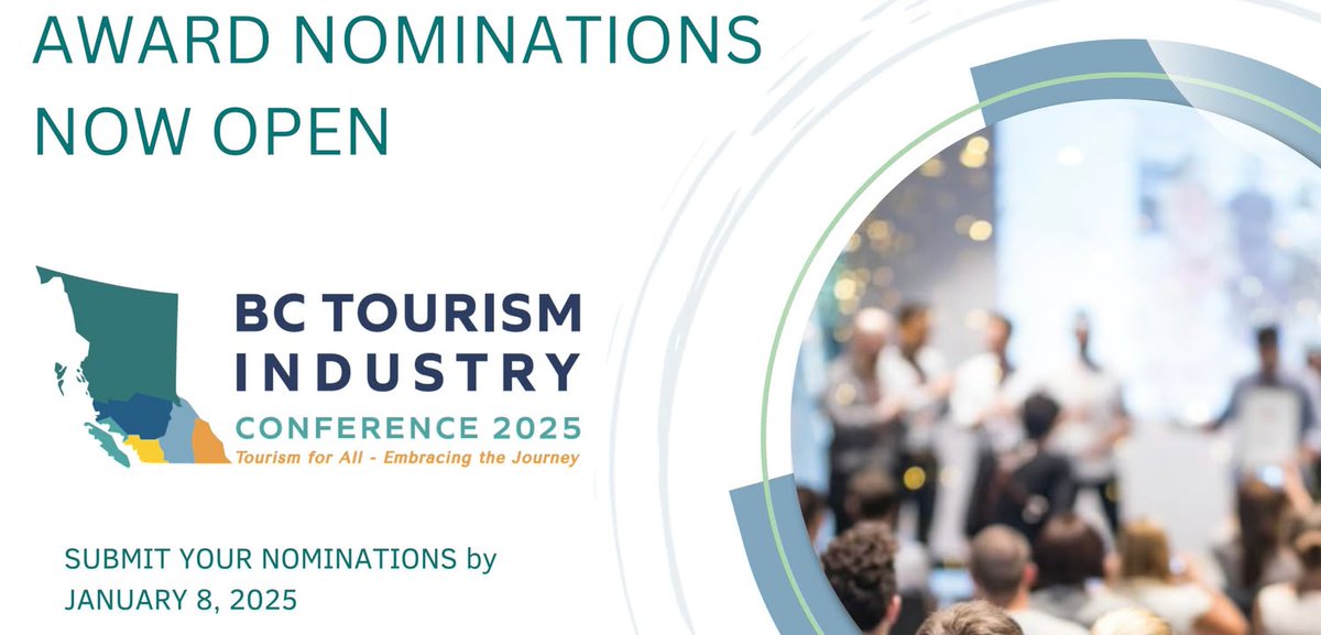 Calling all trailblazers in Tourism! The 2025 BC Tourism Industry Awards are your chance to celebrate those who make British Columbia shine. Nominations are open! Submit yours before January 8, 2025: bit.ly/3Zs16tr 💡🏆 #bctiawards2025 #TourismExcellence